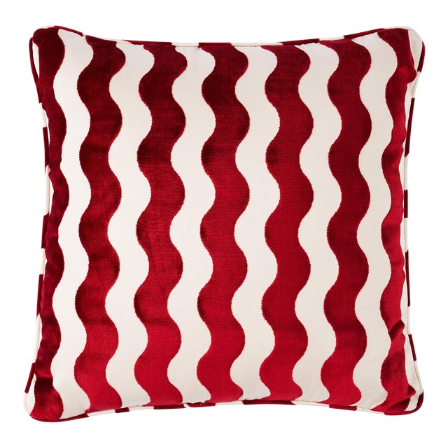 Schumacher x Miles Redd The Wave 24" Pillow in Red For Sale