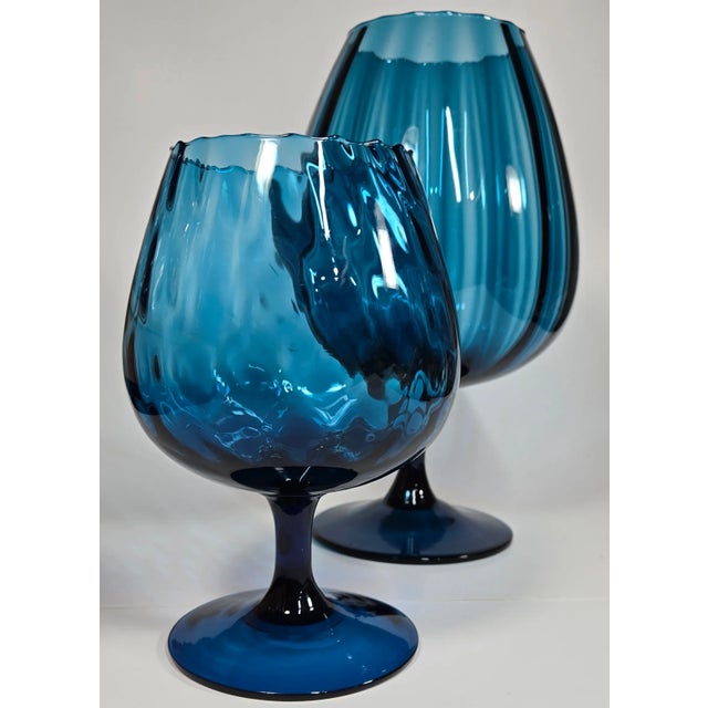 Deepest Aquamarine Vases- Set of Two For Sale - Image 14 of 16