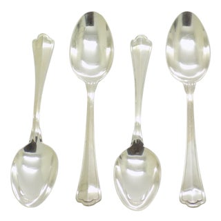 Vintage Italian Handmade Genuine Silver Sugar Spoons, 1970s, Set of 4 For Sale