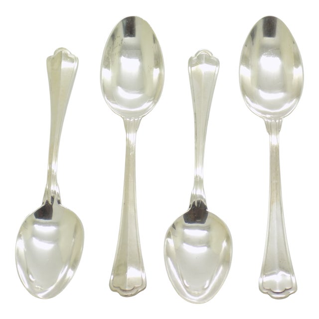 Vintage Italian Handmade Genuine Silver Sugar Spoons, 1970s, Set of 4 For Sale