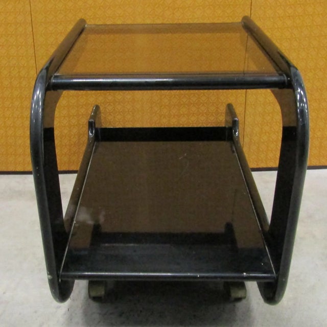 1950s 1950s Space Age Wood Black Lacquer Bar Cart Game Table Attributed to Marcello Siard For Sale - Image 5 of 10