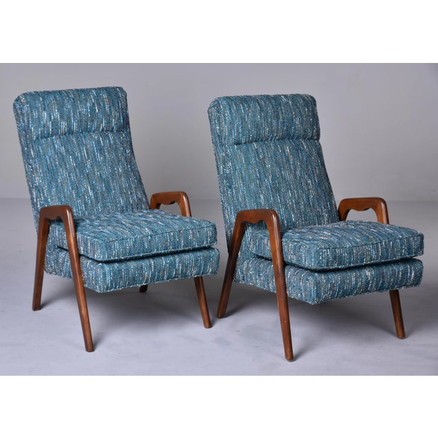 Mid Century Italian Chairs With New Teal Tweed Upholstery - Pair For Sale - Image 10 of 13