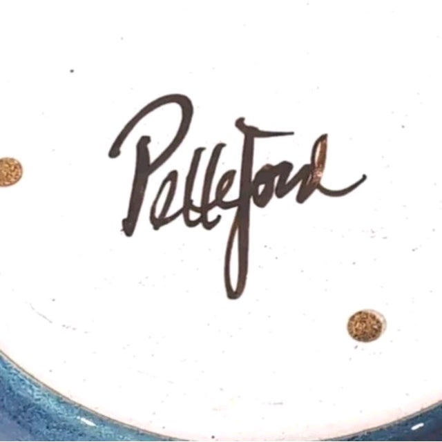 Mid-Century Modern Rick Petteford Studio Pottery Chip & Dip Set - Signed Handmade Stoneware Blue Glaze For Sale - Image 4 of 7