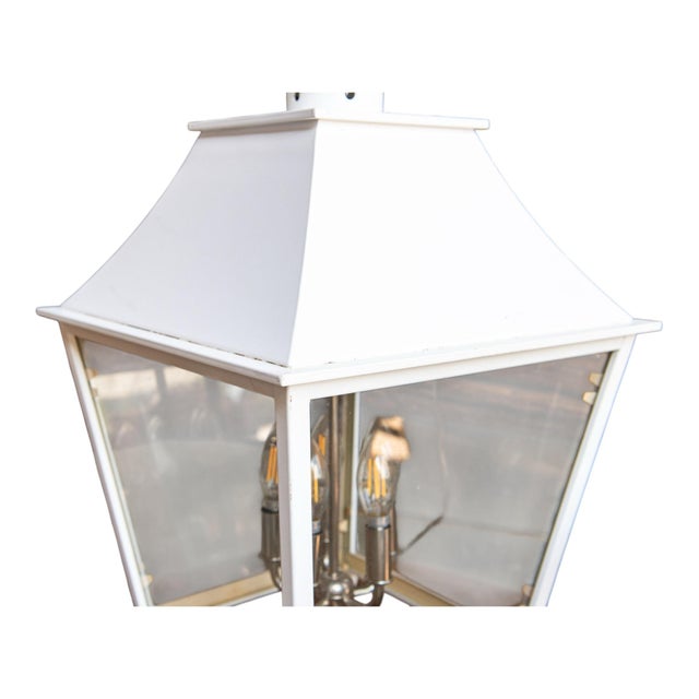 Urban Electric Brand Custom White Lantern With Clear Glass and Yellow Interior For Sale - Image 11 of 12