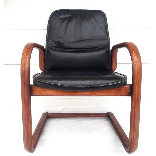Mid-Century Modern Armchairs in Bentwood and Leather, 1960s, Set of 3 For Sale - Image 4 of 18