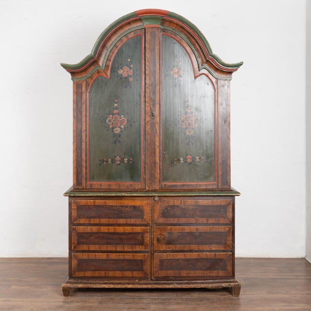 Folk Art Early 19th Century Original Painted Swedish Cabinet Cupboard For Sale - Image 3 of 13