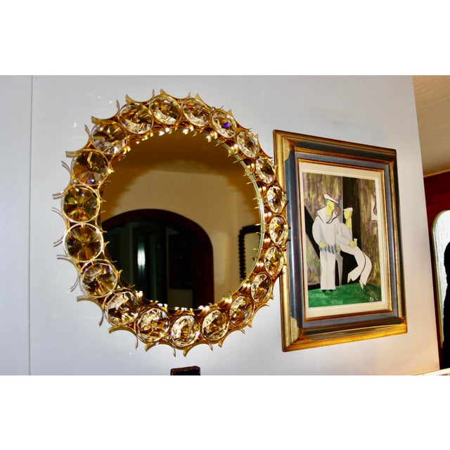 Metal Large Circular Mirror in Gilded Brass by Christophe Palma for Palwa, 1960s For Sale - Image 7 of 16