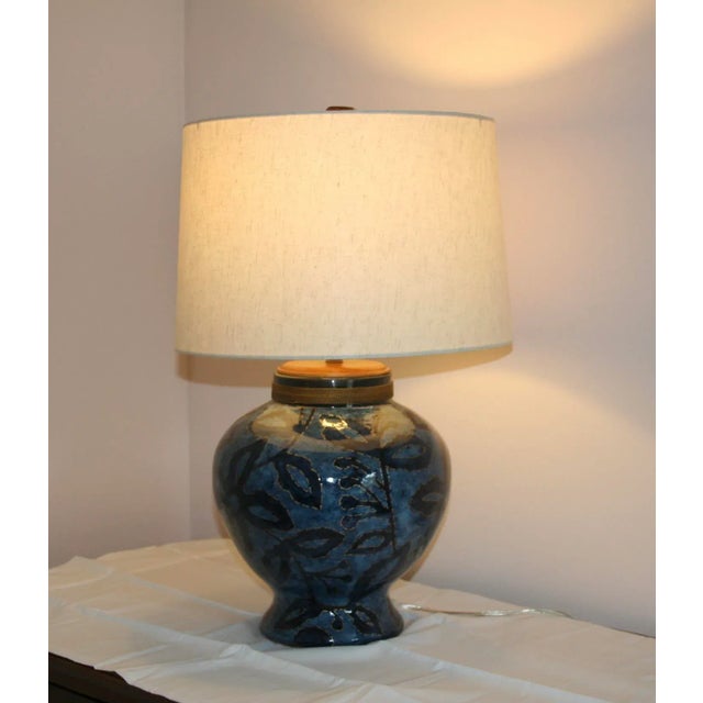 Modern Blue and Gold Table Lamp For Sale - Image 3 of 5