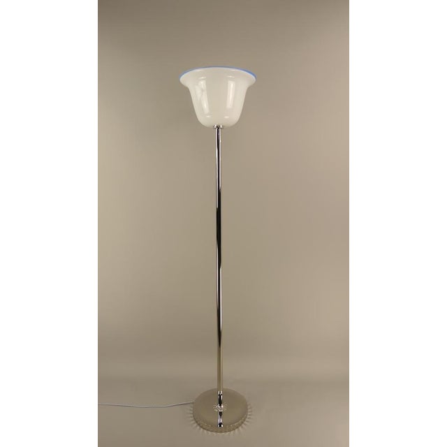 Large Art Deco Chrome Floor Lamp with Opal Glass Shade, Münich, 1920s For Sale - Image 16 of 16