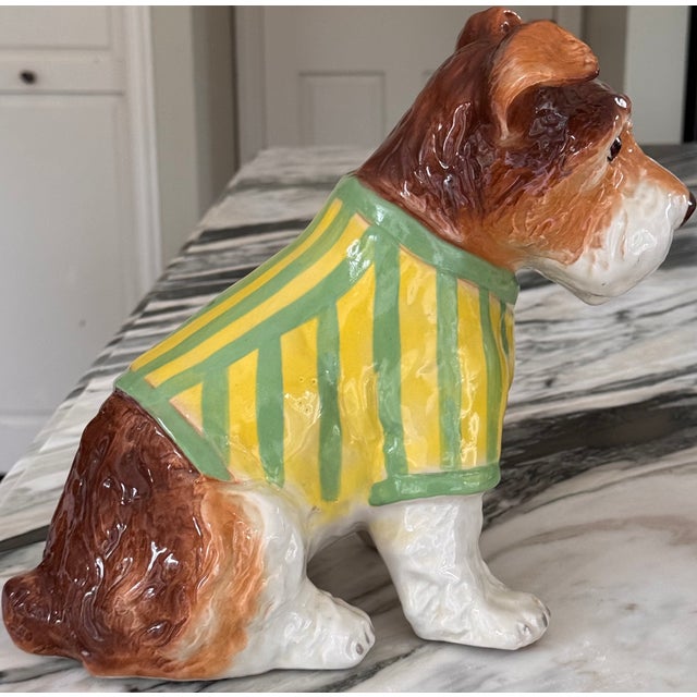 Vintage Ceramic Boston Terrier in Preppy Striped Sweater For Sale - Image 13 of 18