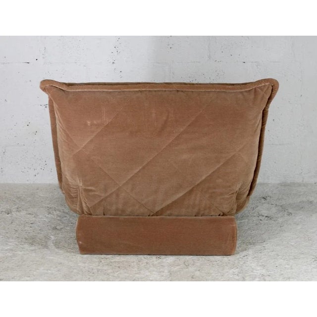 French Velvet Fireside Caramel Chair, 1970s For Sale - Image 16 of 18