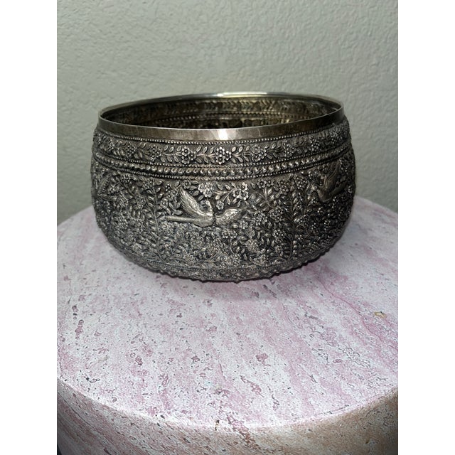 Sterling Silver Burmese Buddhist Offering Bowl For Sale - Image 4 of 11