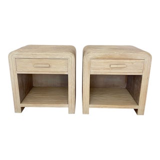 Vintage Pencil Reed Rattan Nightstands-A Pair For Sale