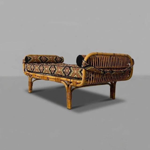 Wood Mid-Century Modern Italian Daybed in Rattan and Metal Mesh, 1960s For Sale - Image 7 of 16