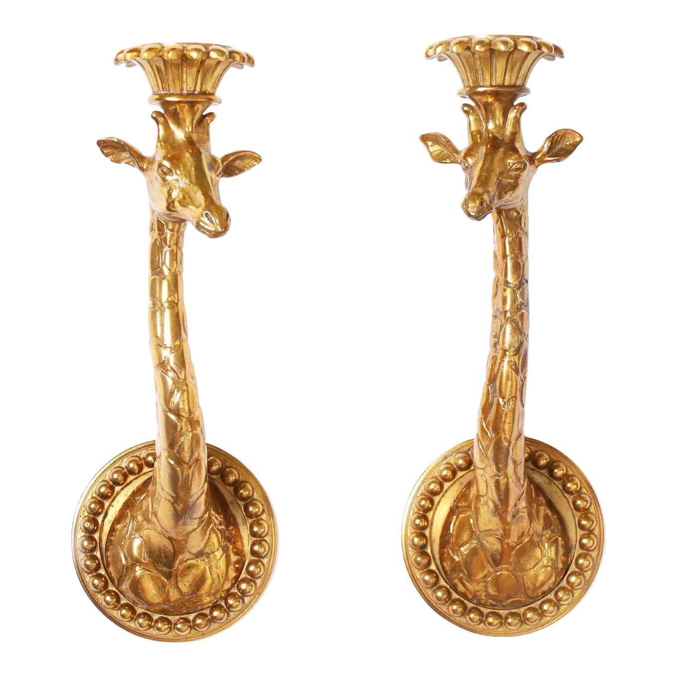 Pair of Gilt Bronze Giraffe Wall Sconces Chairish
