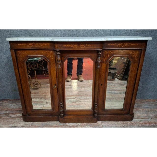 Wood Napoleon III Low Sideboard or Buffet in Wood Veneer For Sale - Image 7 of 10