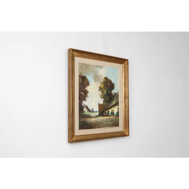 Belgian Artist, Farm Scene, 1950s, Oil on Canvas, Framed For Sale - Image 8 of 11