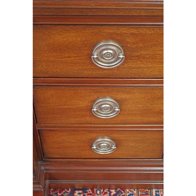1990s Ethan Allen Newport Collection Mahogany Bookcase China Cabinet Breakfront For Sale - Image 16 of 18