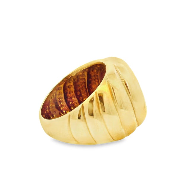 Mediterranean Vintage Italian 14k Gold Ancient Greek Coin Bombe Ring, Size 7 For Sale - Image 3 of 10