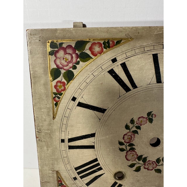 Folk Art Antique Early 19th-Century American Hand-Painted Wood Clock Dial Face - Folk Art. For Sale - Image 3 of 8