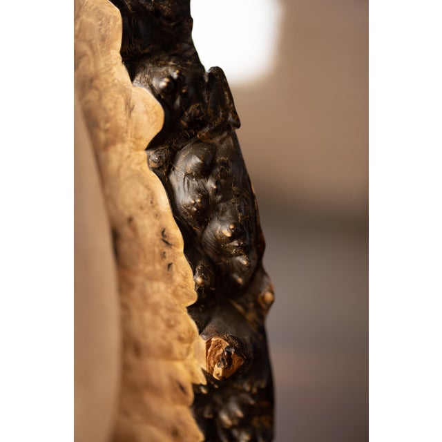 Chocolate Natural Edge Walnut Burl Organic Shape Wall Hanging Mirror by Alabama Sawyer For Sale - Image 8 of 8