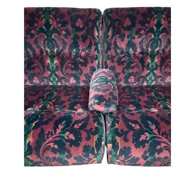 Set of Vintage Patterned Velvet Sofa and Two Coordinating Club Chairs For Sale - Image 13 of 14