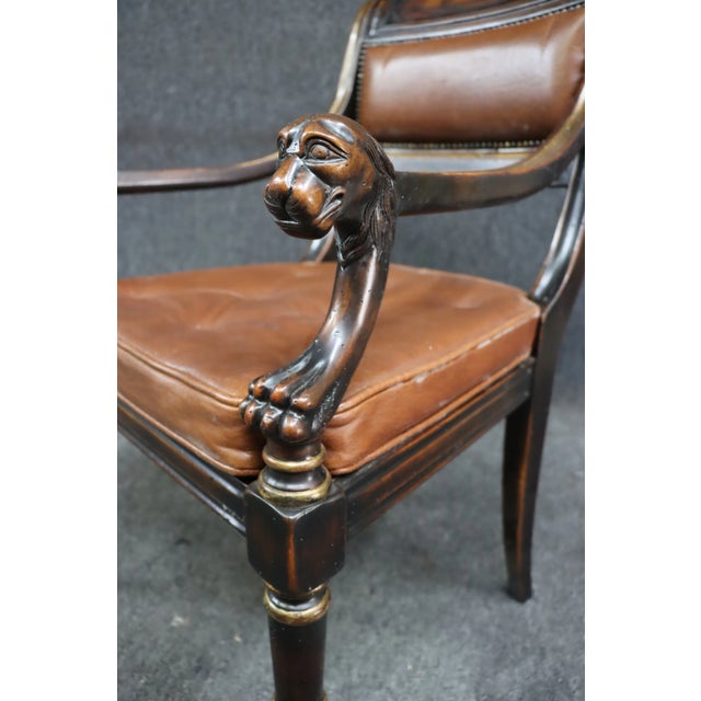 Wood Regency Leather Dragon Head Chair For Sale - Image 7 of 10