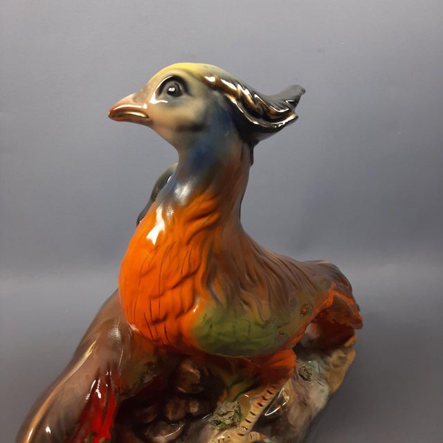 Red Vintage Multicolored Ceramic Pheasant Sculpture, Italy, 1960s For Sale - Image 8 of 17