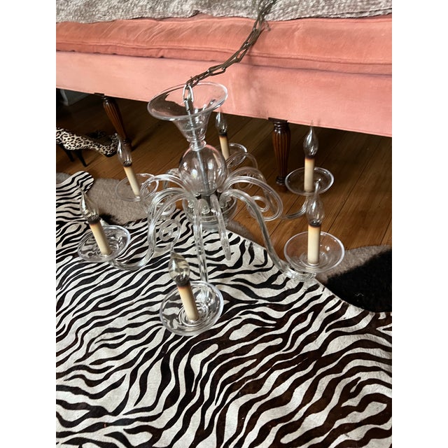 1970s Large Glass and Chrome Chandelier For Sale - Image 4 of 5