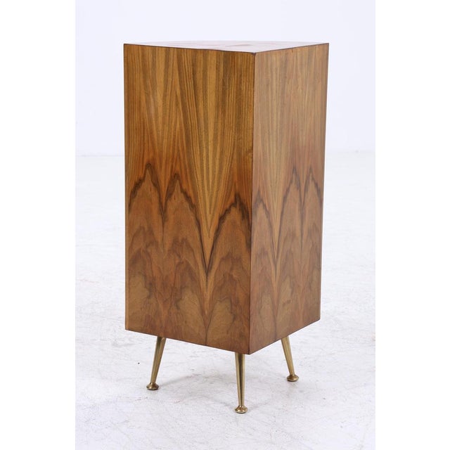 Mid-Century Wooden Corner Shelf with Brass Feet, 1960s For Sale - Image 4 of 16