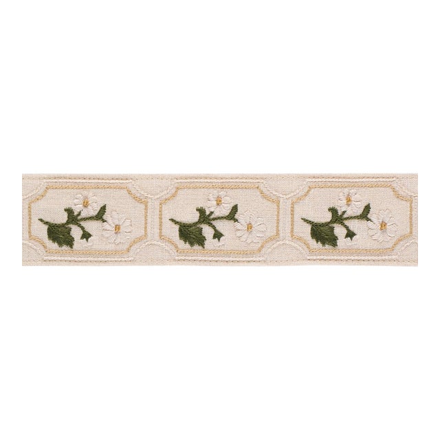 Schumacher Jolie Hand Embroidered Tape Trim in Neutral For Sale