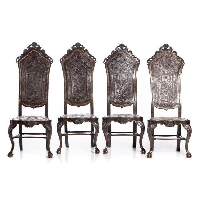 Walnut High-Backed Chairs, 19th Century, Set of 4 For Sale - Image 6 of 6
