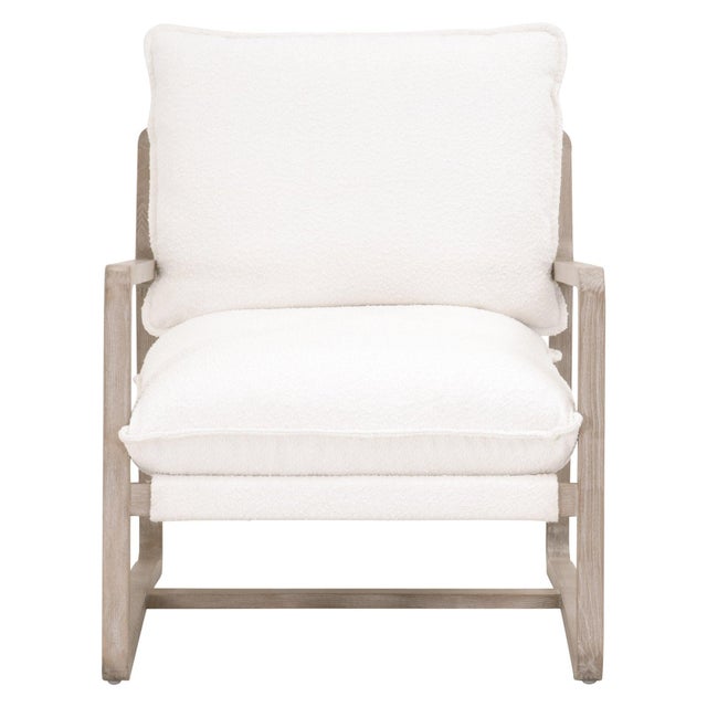 Performance White Boucle Sling Hamlin Club Chair by Essentials for Living For Sale - Image 10 of 11