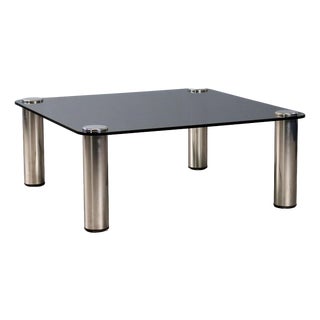 Vintage Coffee Table in Chromed Metal and Glass, Italy, 1960s-1970s For Sale