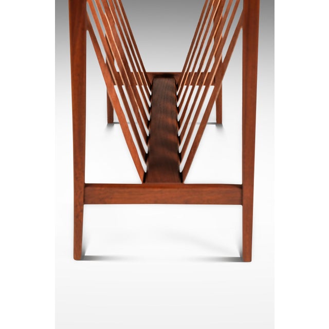 Danish Mid-Century Modern Brutalist Magazine Rack in Solid Teak With Leather Straps, Denmark, Circa 1960s For Sale - Image 13 of 15