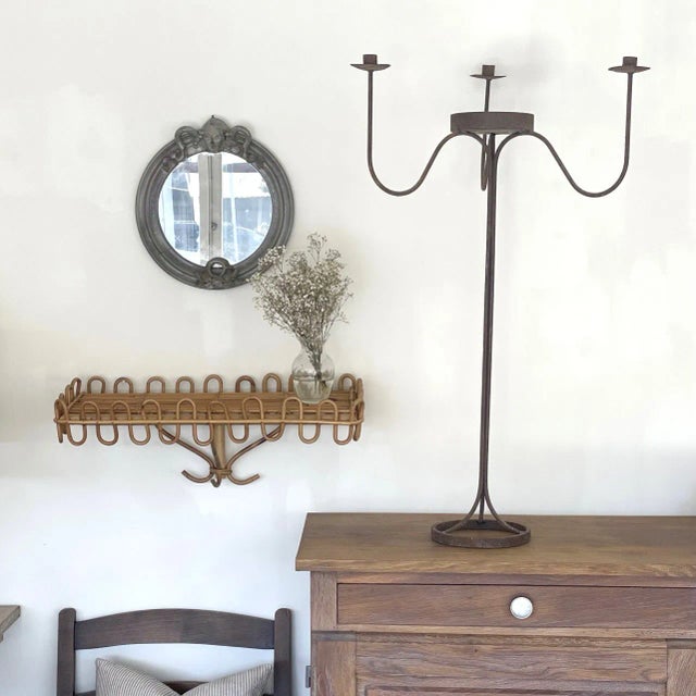 French 1940s French Iron Floor Candelabra For Sale - Image 3 of 8
