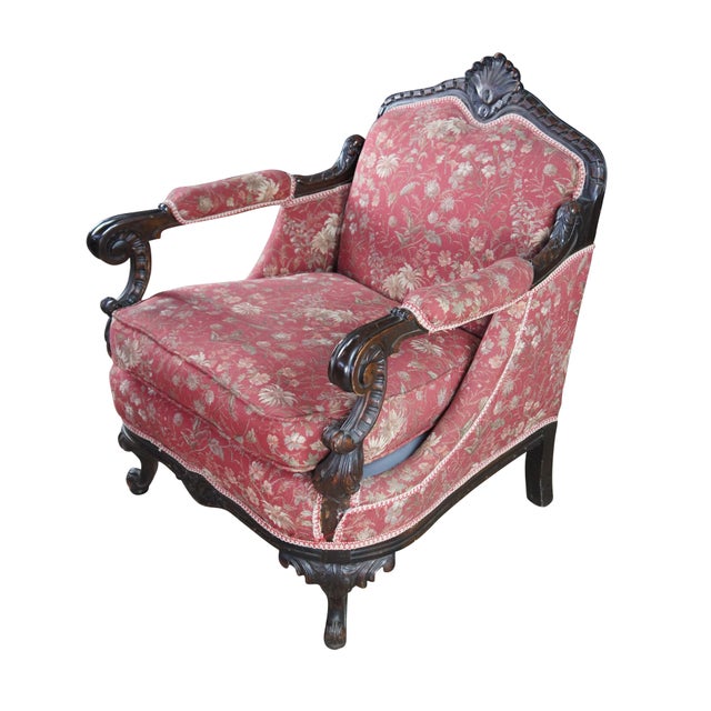 Victorian Antique Victorian Carved Mahogany Baroque Rococo Fauteuil Parlor Armchair For Sale - Image 3 of 14