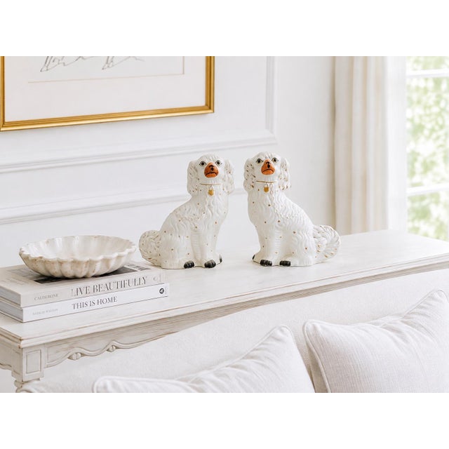 19th Century Large White Antique Staffordshire Dogs / Spaniels, a Pair For Sale - Image 5 of 5
