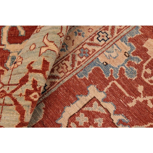 Textile Boho Chic Ziegler Rust Blue Hand-Knotted Wool Rug - 8'3'' X 9'11'' For Sale - Image 7 of 8