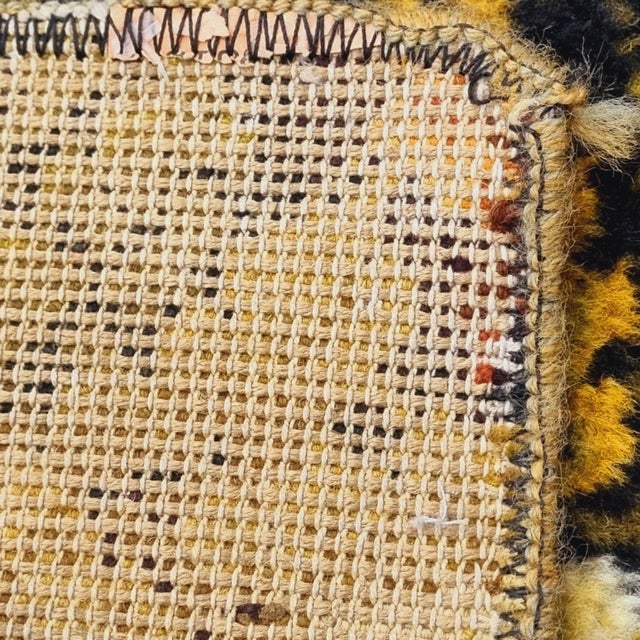 Yellow Vintage Palm Tree Pattern Wool Rug, 1960s For Sale - Image 8 of 18