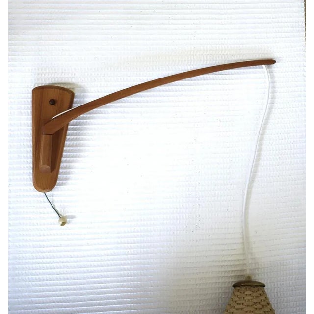 Wicker Swivel Wall Lamp, 1970s For Sale - Image 4 of 6