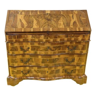 Inlaid Wooden Secretaire with Four Drawers and Internal Compartments For Sale