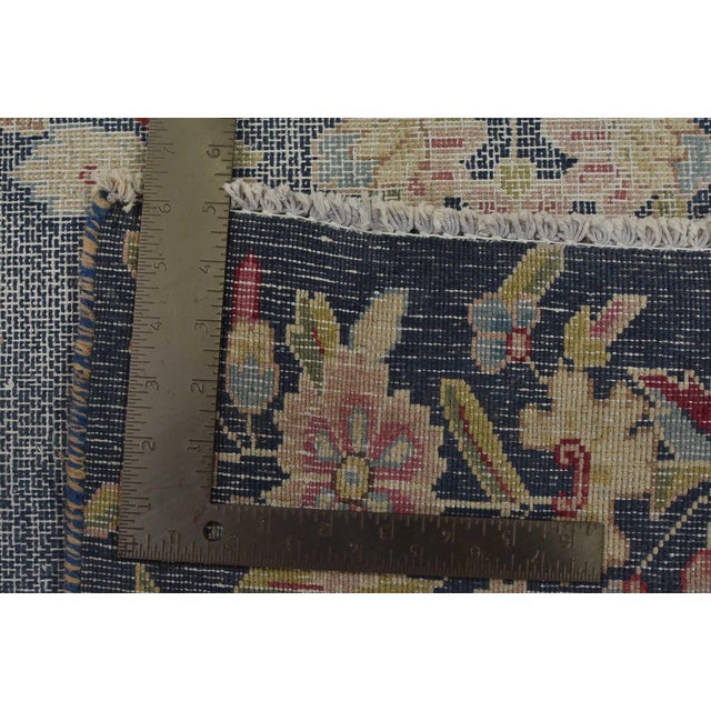 Kerman Rug 9’7” X 13’10” Blue Wool Vintage Distressed Hand-Knotted Carpet For Sale - Image 15 of 15
