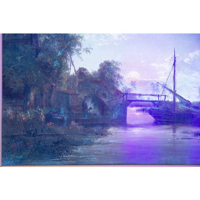 Dutch Moonlit River Landscape Painting by Jacobus Theodorus Abels (1803-66) For Sale - Image 16 of 18