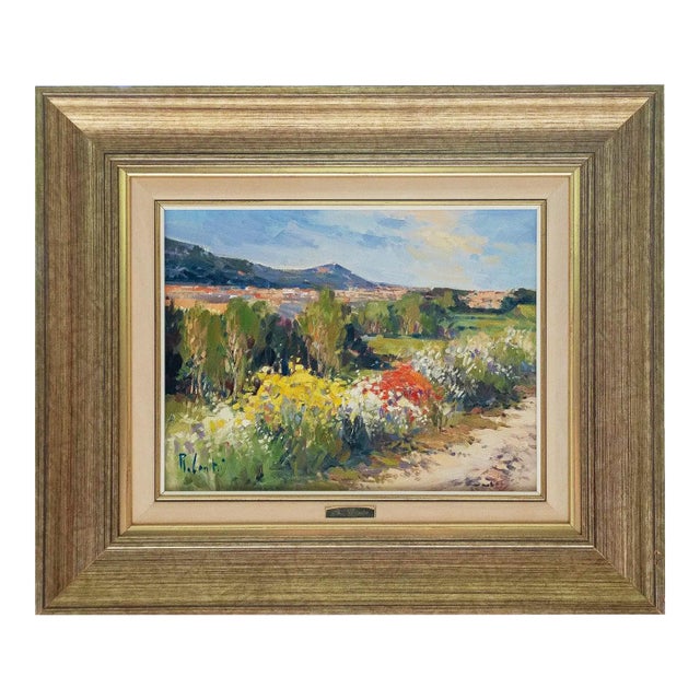 Late 20th Century Rosa Canto - Spanish Countryside in Spring, Acrylic For Sale