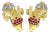 18k Yellow & White Gold Ram’s Head Lever-Back Earrings Set With Ruby and Diamond, A Pair For Sale