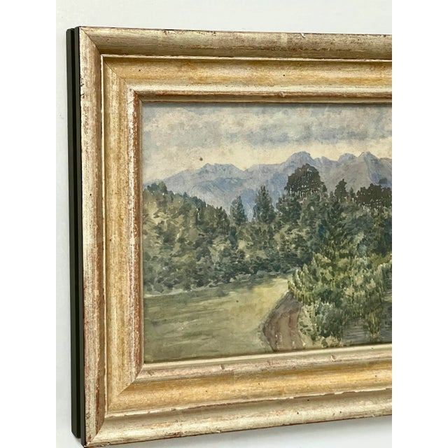 Vintage Original Watercolor Landscape Painting, Custom Framed For Sale - Image 4 of 12