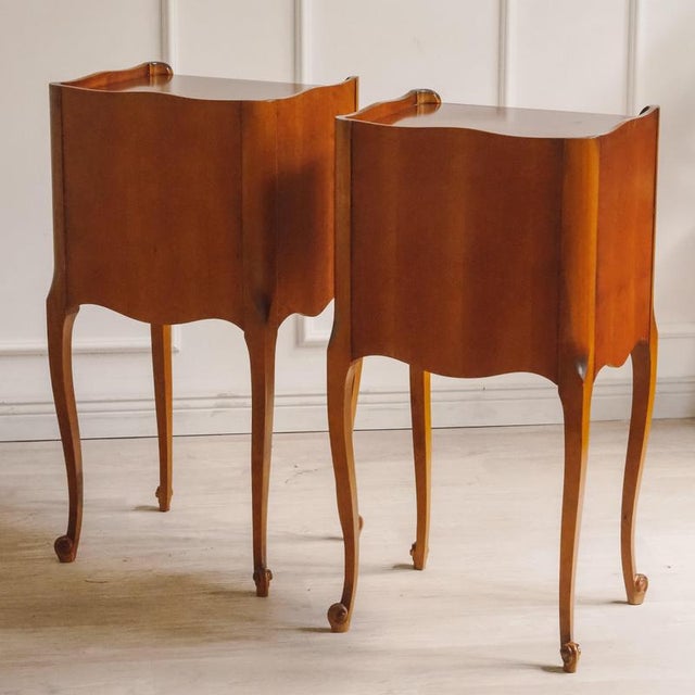 Louis XIV Asymmetrical Bedside Tables in Cherrywood, Set of 2 For Sale - Image 17 of 17