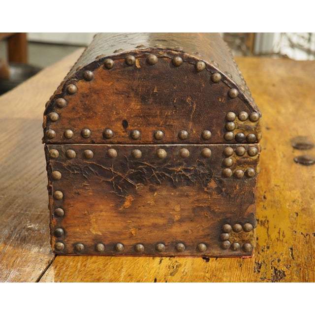 Mid 19th Century Studded Leather Table Coffret From France For Sale - Image 4 of 11