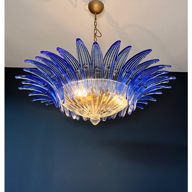 Murano Pendant Light with Palmette and Blue Glasses, 1990 For Sale - Image 16 of 18